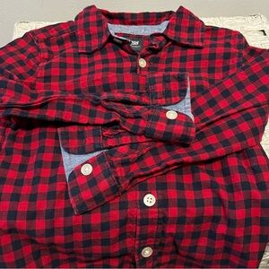 OshKosh B'gosh Red Plaid Cat & Jack Cream Bear Winter Boy Shirt Bundle 3T